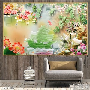 Tranh thuyền ngọc và hoa sen Tranh thuyền ngọc và hoa sen