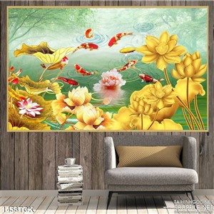 Hoa sen vàng và cá Koi Hoa sen vàng và cá Koi