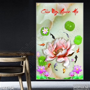 Tranh hoa sen và cửu ngư quần hội Tranh hoa sen và cửu ngư quần hội