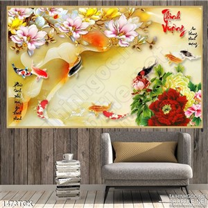 Cá Koi và mẫu đơn đỏ Cá Koi và mẫu đơn đỏ