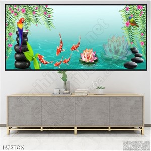 Tranh cá Koi vui đùa Tranh cá Koi vui đùa