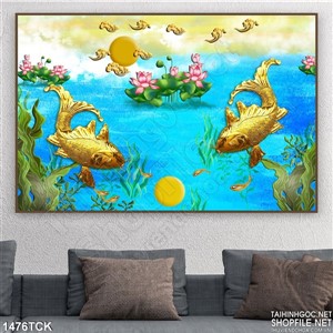 Tranh 3D cá chép trong hồ Tranh 3D cá chép trong hồ