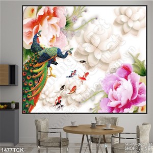 Tranh chim công và mẫu đơn Tranh chim công và mẫu đơn