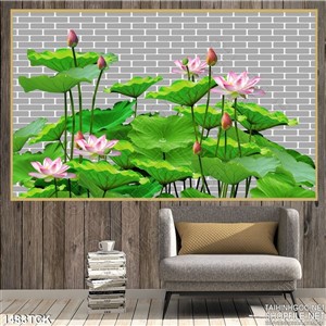 Tranh hoa sen vector in màu Tranh hoa sen vector in màu