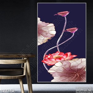 Tranh sen đỏ in màu Tranh sen đỏ in màu