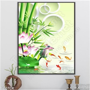 Tranh cảnh hoa sen trong hồ Tranh cảnh hoa sen trong hồ