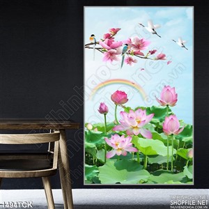 Tranh in tường cảnh hoa sen Tranh in tường cảnh hoa sen