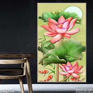 Tranh hoa sen đón trăng Tranh hoa sen đón trăng