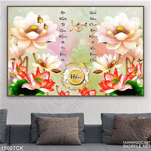 Tranh in tường hoa sen và bướm Tranh in tường hoa sen và bướm