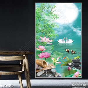 Hoa sen trong hồ thưởng trăng Hoa sen trong hồ thưởng trăng