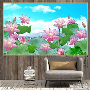 Tranh hoa sen trong hồ Tranh hoa sen trong hồ