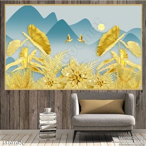 Tranh hoa sen vàng  đẹp Tranh hoa sen vàng  đẹp