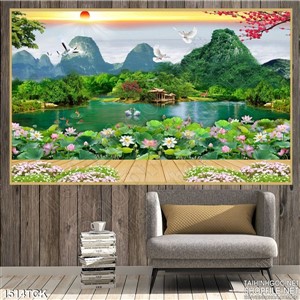 Tranh cảnh đẹp hồ sen Tranh cảnh đẹp hồ sen