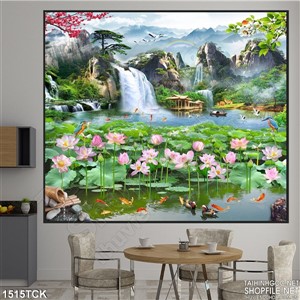 Phong cảnh hoa sen dưới thác nước Phong cảnh hoa sen dưới thác nước