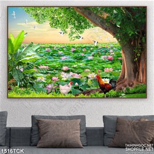 Tranh đầm sen làng quê Tranh đầm sen làng quê