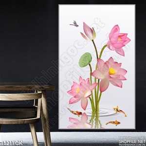 Tranh sen hồng in tường Tranh sen hồng in tường