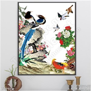 Tranh mẫu đơn và chim rừng Tranh mẫu đơn và chim rừng