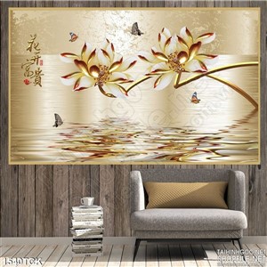 Tranh hoa sen 3D vàng Tranh hoa sen 3D vàng