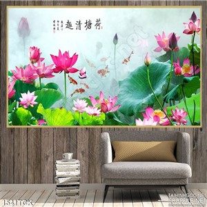 Tranh in màu hoa sen hồng Tranh in màu hoa sen hồng