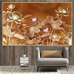 Tranh hoa sen khắc 3D Tranh hoa sen khắc 3D