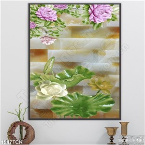 Tranh in kính hoa sen xanh trắng Tranh in kính hoa sen xanh trắng