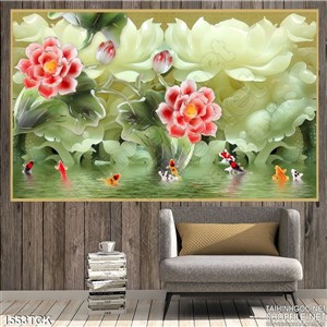 Tranh cá Koi bên hồ Tranh cá Koi bên hồ