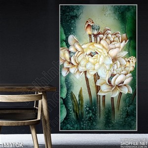 Tranh hoa sen trắng in canvas Tranh hoa sen trắng in canvas