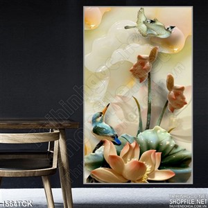 Tranh hoa sen ngọc bình an Tranh hoa sen ngọc bình an