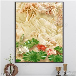 Tranh hoa sen lá xanh ngọc Tranh hoa sen lá xanh ngọc