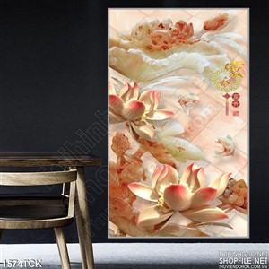 Tranh in kính hoa sen ngọc cát tường Tranh in kính hoa sen ngọc cát tường