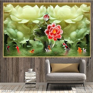 Cá Koi cùng sen đỏ Cá Koi cùng sen đỏ