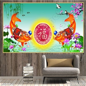 Tranh cá chép đỏ xum vầy Tranh cá chép đỏ xum vầy