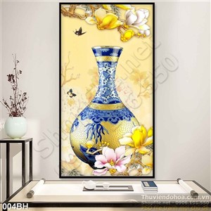 Tranh bình hoa cổ trang trí treo tường phòng khách