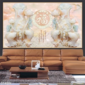 Tranh bình hoa giả ngọc thư pháp đẹp