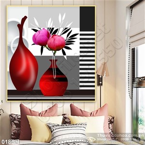 Tranh bình hoa trang trí nội thất phòng khách