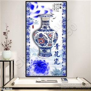 Tranh bình hoa trang trí thư pháp