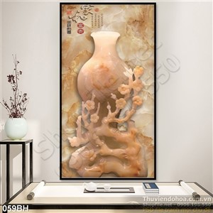 Tranh bình hoa giả ngọc thư pháp đẹp