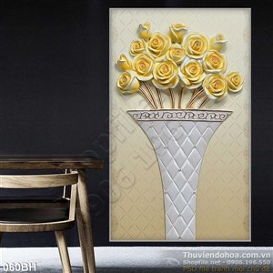 Tranh bình hoa hồng đẹp độc đáo