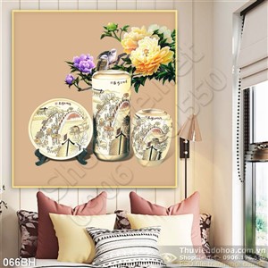 Tranh bình hoa cổ trang trí treo tường