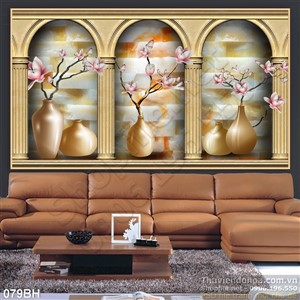 Tranh bình hoa cổ điển đẹp