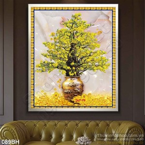 Tranh bình hoa mai đẹp độc đáo