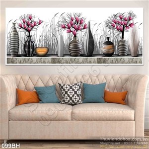 Tranh bình hoa trang trí tường phòng khách