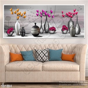 Tranh bình hoa nghệ thuật treo tường phòng khách