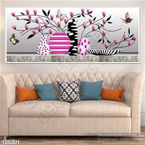 Tranh bình hoa trang trí treo tường phòng khách