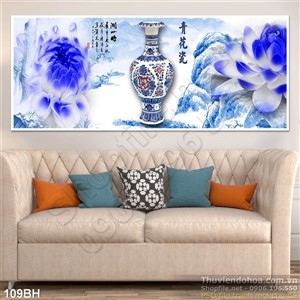 Tranh bình hoa thư pháp trang trí treo tường