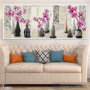 Tranh bình hoa trang trí nội thất phòng khách