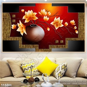 Tranh bình hoa trang trí phòng khách hiện đại