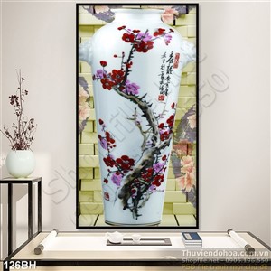 Tranh bình hoa đào đẹp độc đáo