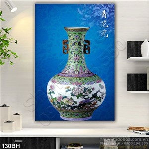 Tranh bình hoa thư pháp đẹp