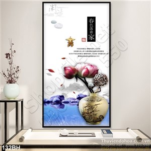 Tranh bình hoa sen trang trí đẹp